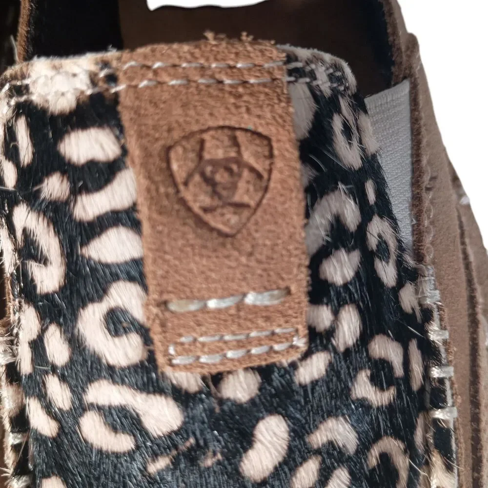 Ariat Loafers Cheetah Print Cruiser Shoes Moc Toe Dyed Cow Womens 7 B Brown